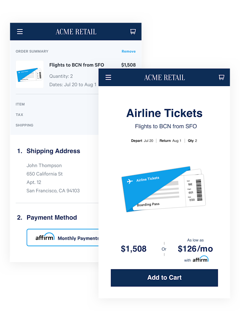 Affirm Pay Over Time For Travel Brands