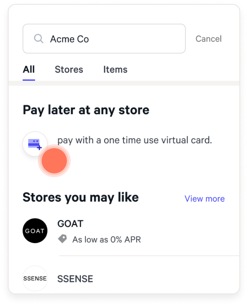 Phone showing how to search for your store
