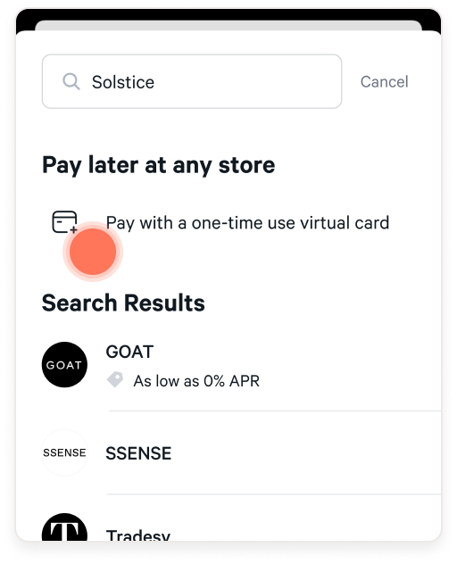 Phone showing how to search for your store