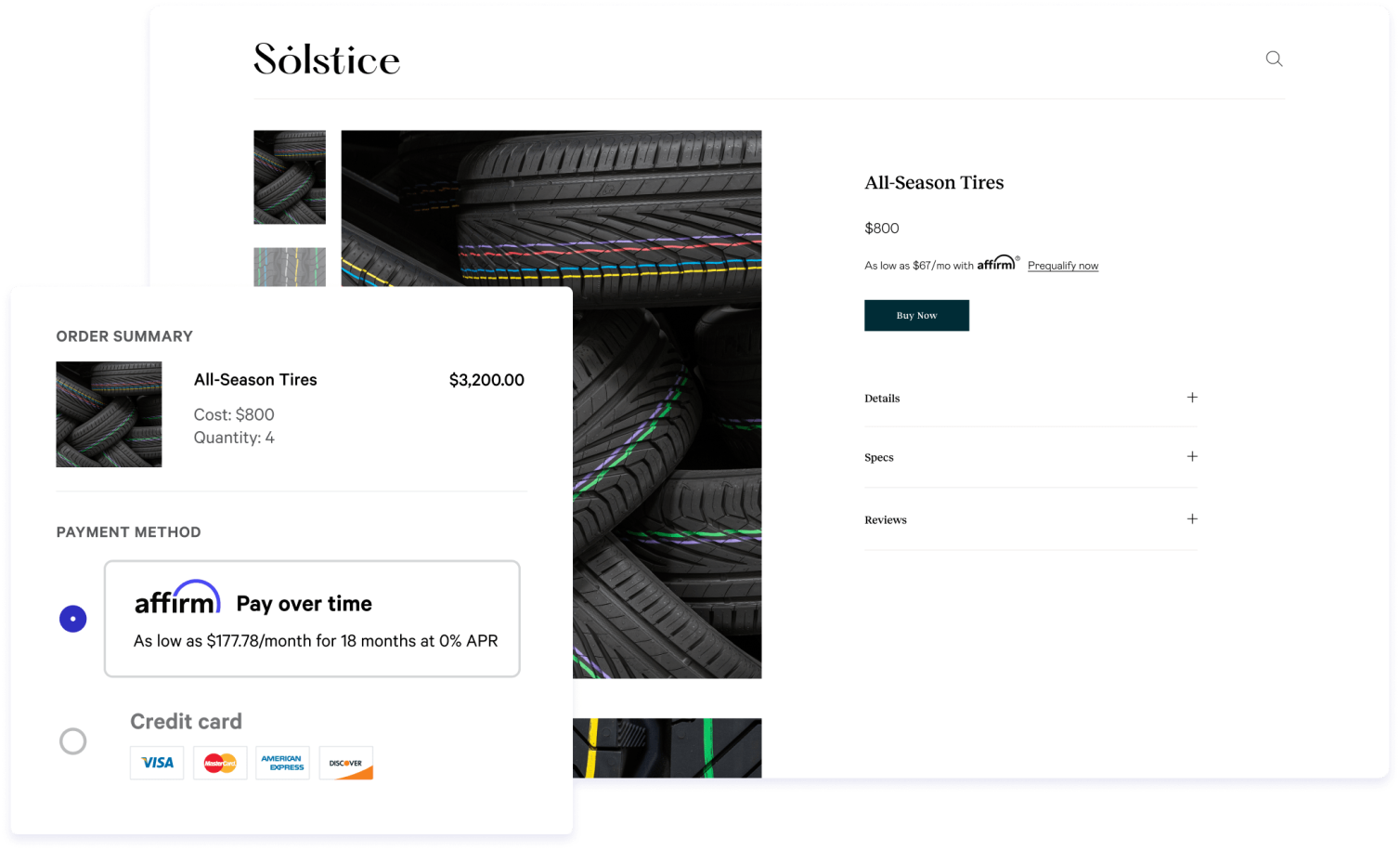 car tires product page