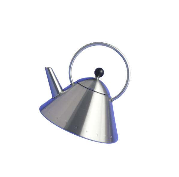 Modern stainless steel kettle with circular handle