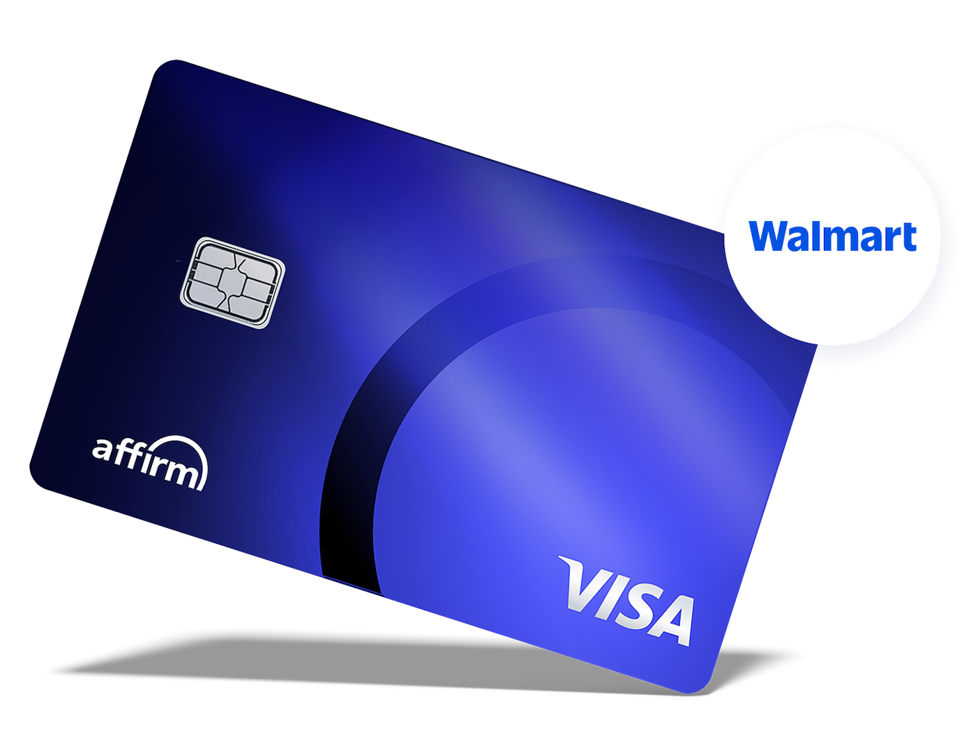 Affirm Visa card featuring Walmart branding with white Walmart logo circle