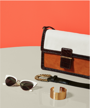 image of sunglasses, bracelet, belt and bag