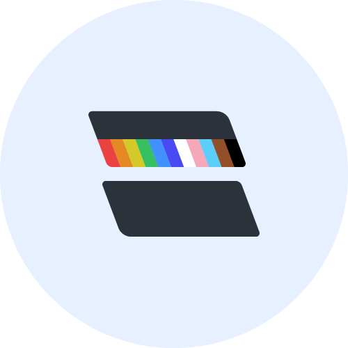 LGBTQIA+ at Affirm employee resource group logo with pride flag colors