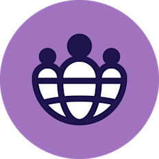 Migrants at Affirm employee resource group logo with globe icon in purple
