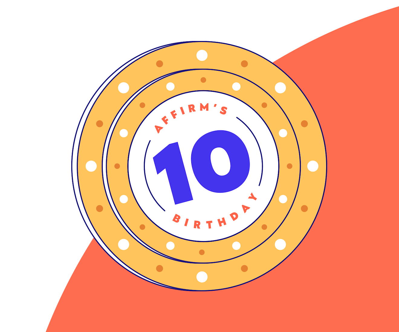 Illustration of Affirm's 10th Birthday logo