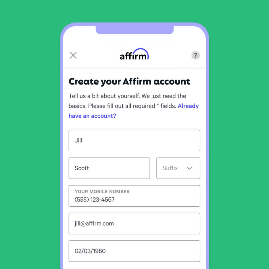 Phone showing Affirm