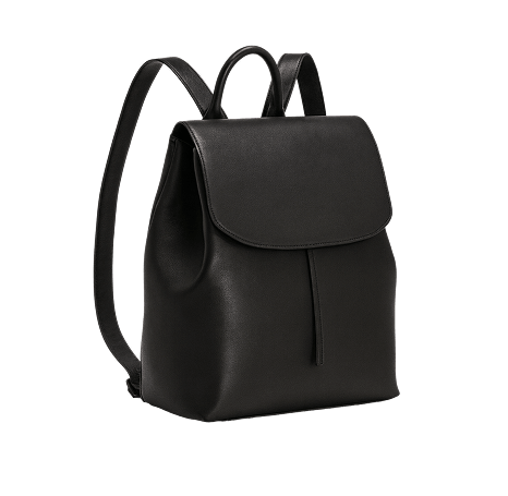 Black leather flap backpack