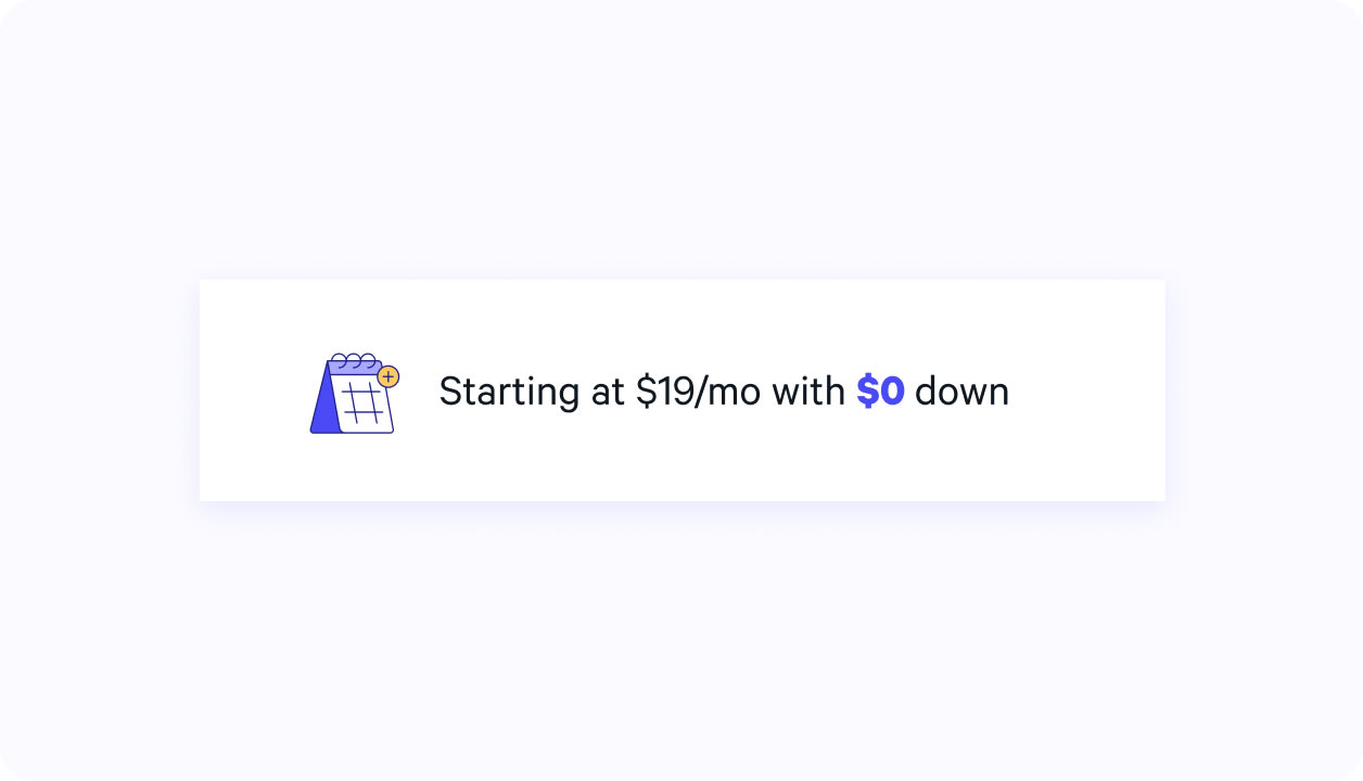 Affirm extension interface for requesting a virtual card with spending limit and payment options