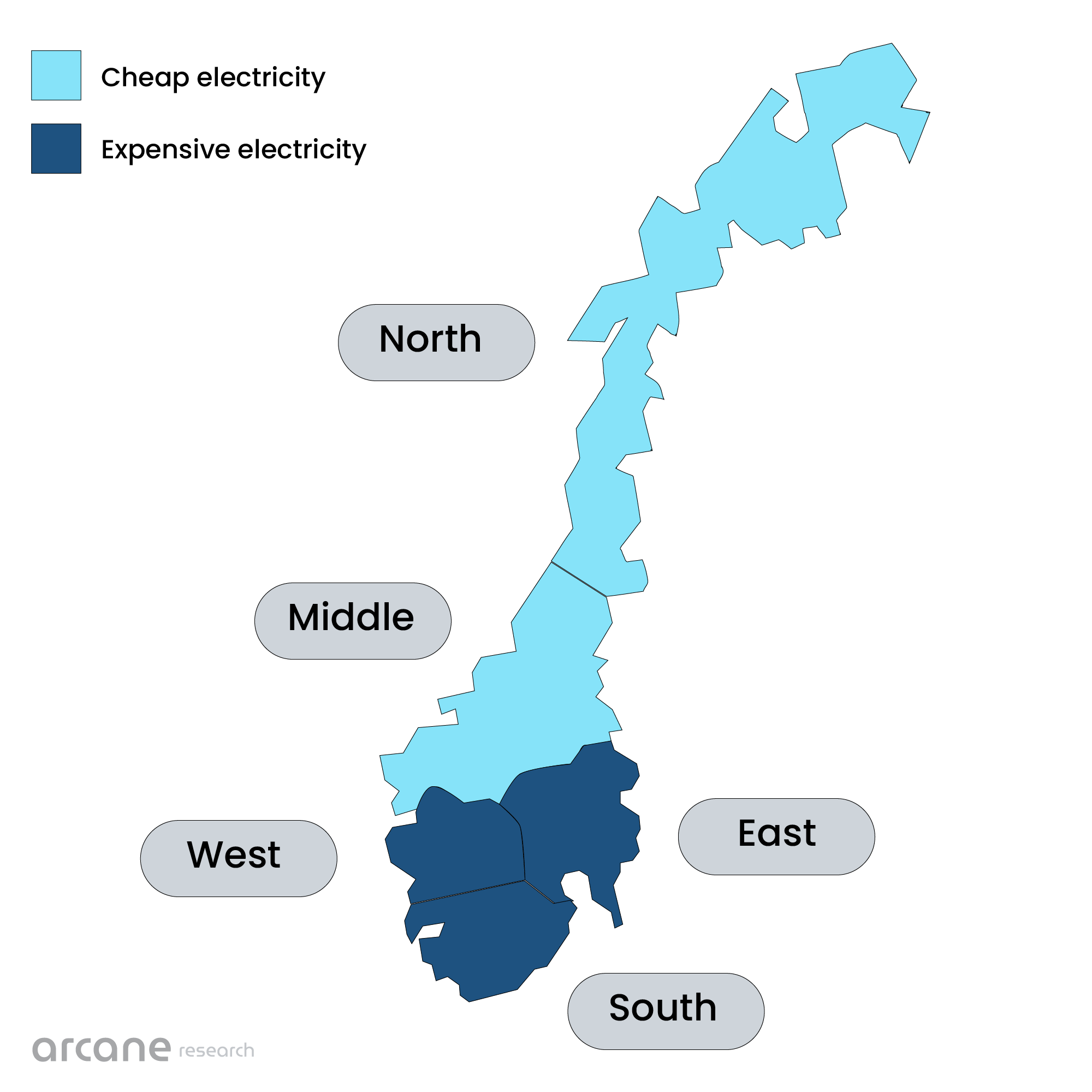 Norway’s electricity price zones. Source: Jaran Mellerud