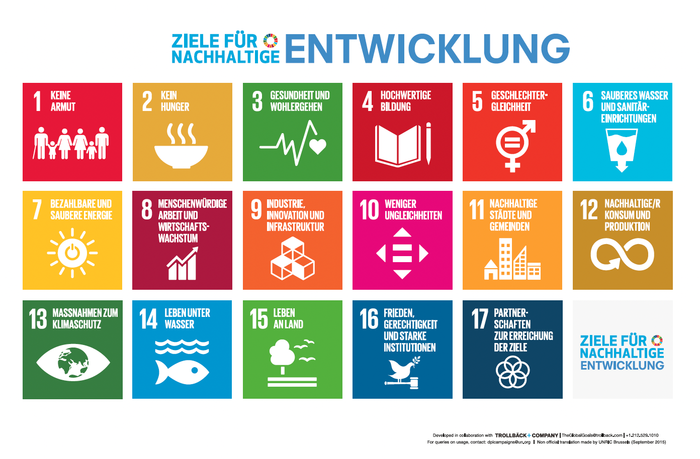 Die 17 Sustainable Development Goals (SDGs).