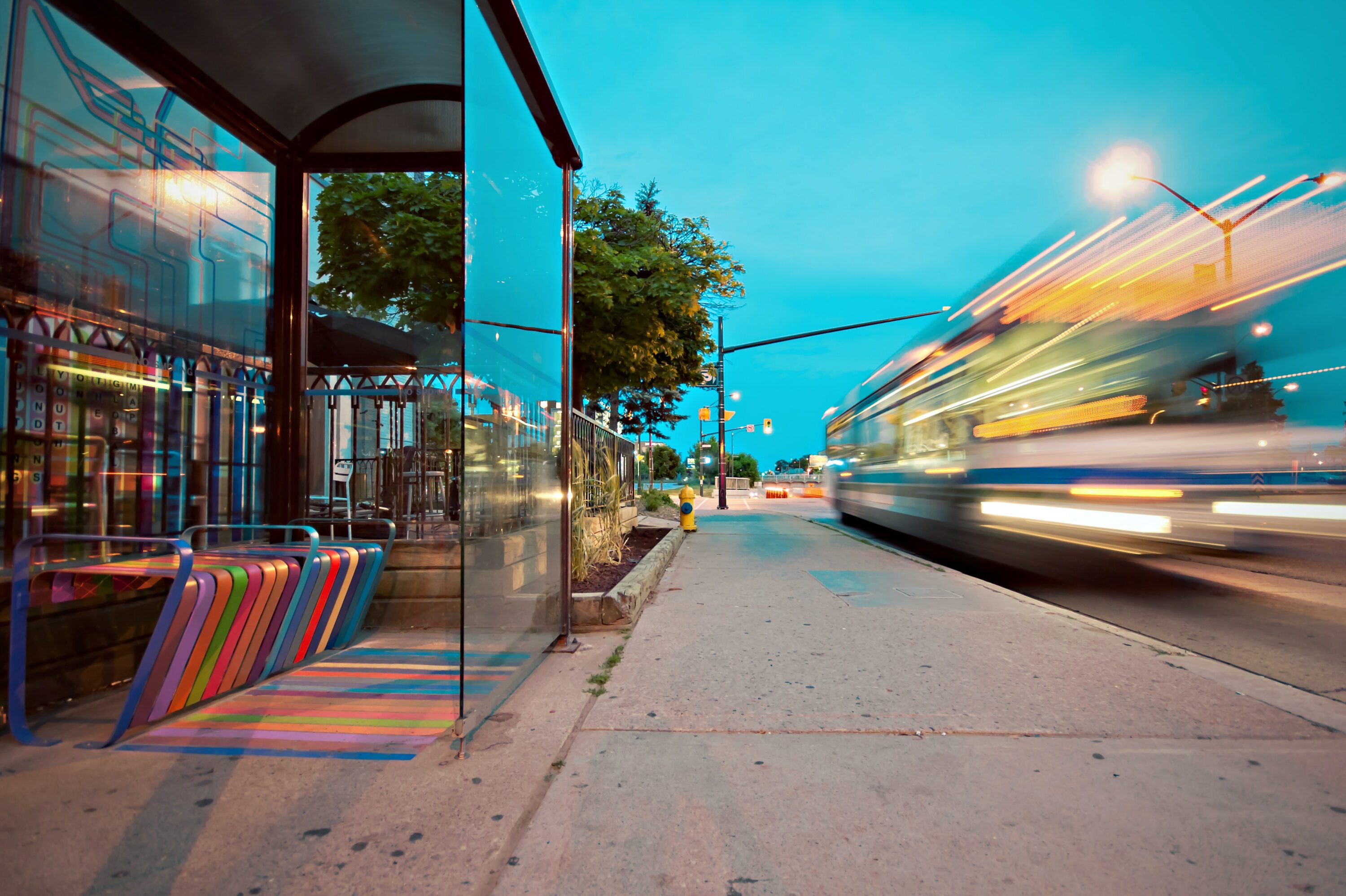 timelapse photo of a bus stop