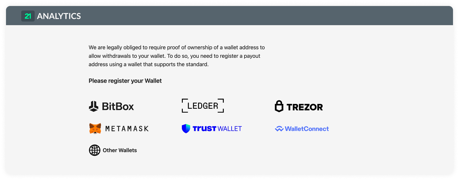 Customer Screen to select wallet type - AOPP Portal 