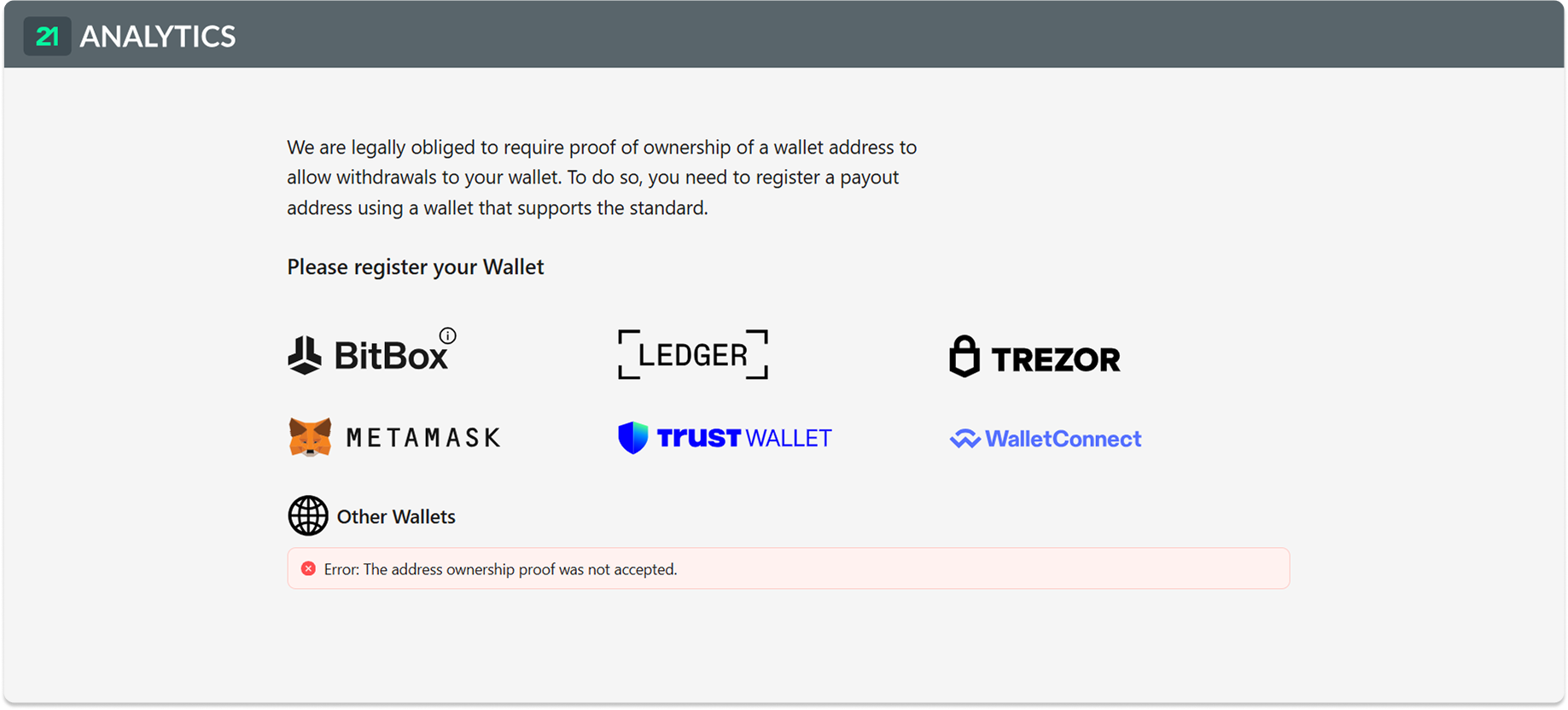 Address ownership proof not accepted