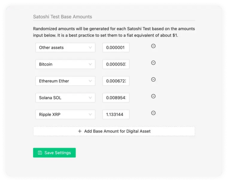 Satoshi Base Amounts 