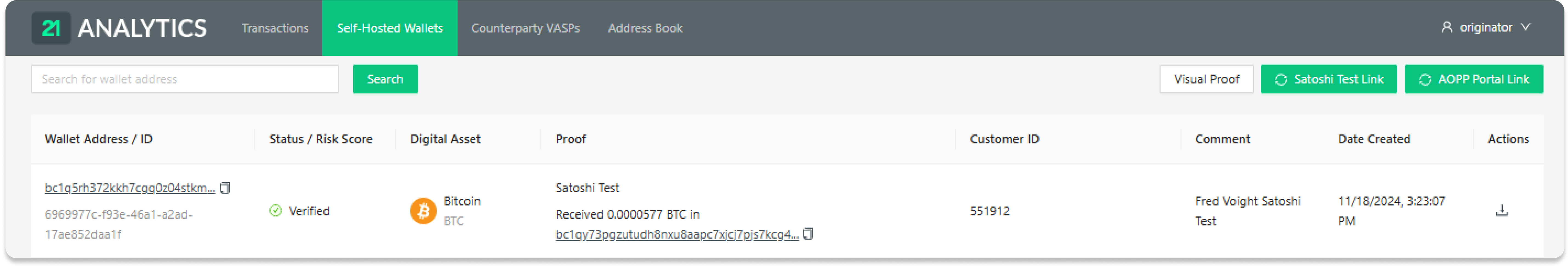 Signed Proof in 21 Travel Rule Compliance Dashboard