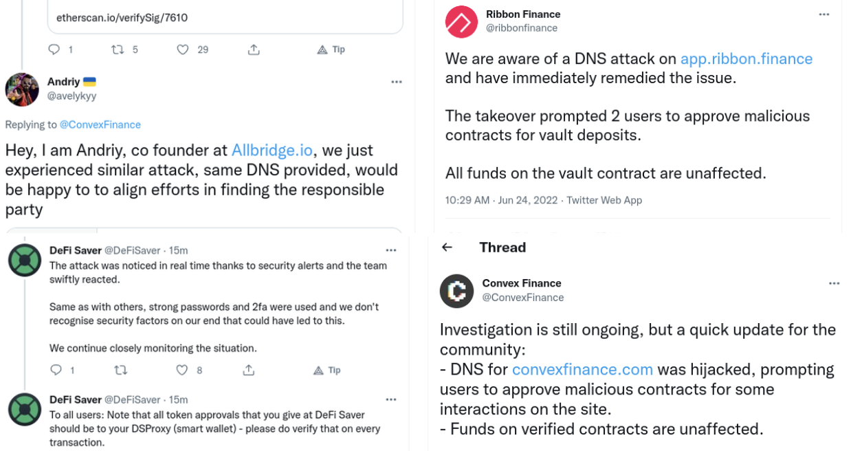 Defi Dapps DNS Attacked