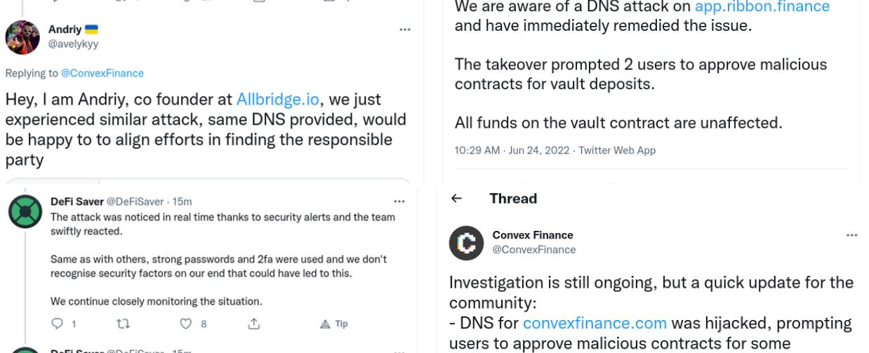 Defi Dapps DNS Attacked