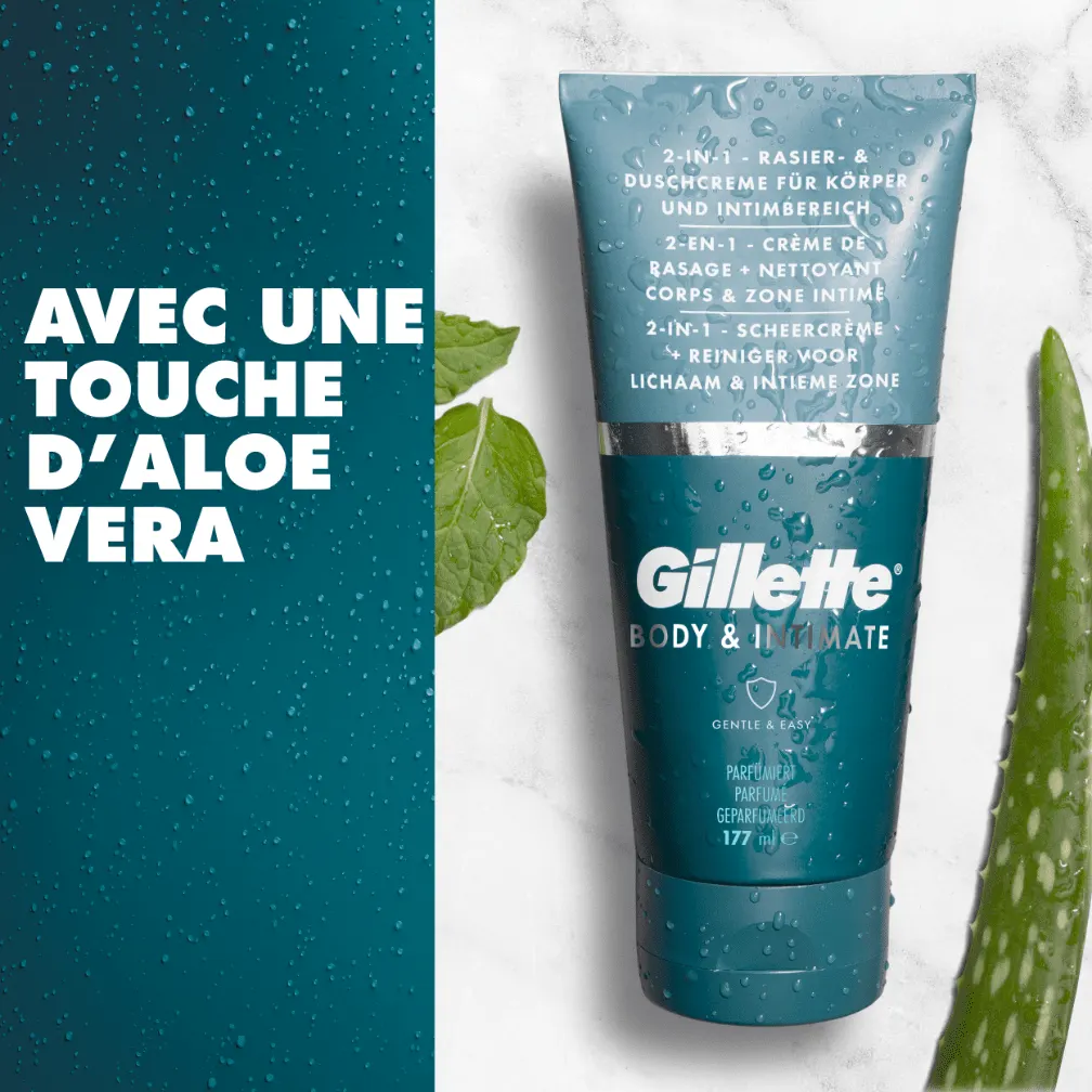 Gillette Pubic crème à raser + nettoyant avec touche d'aloe vera