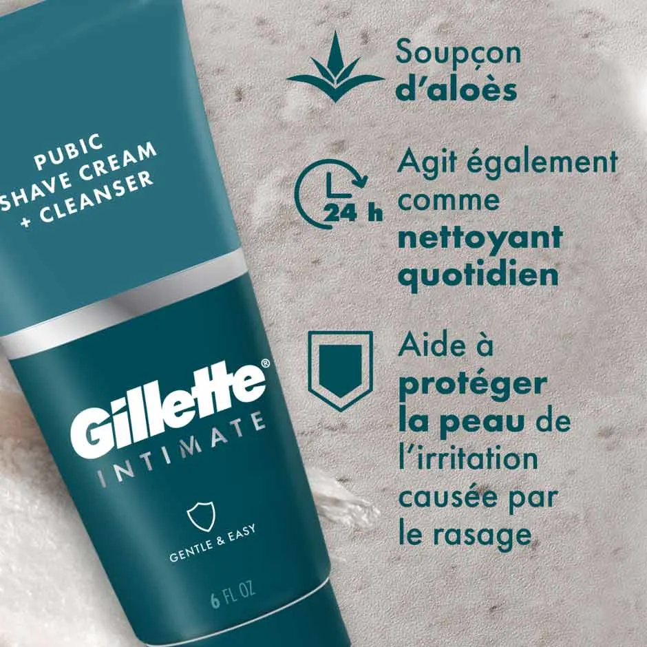 Crème à raser et nettoyant pour poils pubiens Gillette Intimate, 6 oz