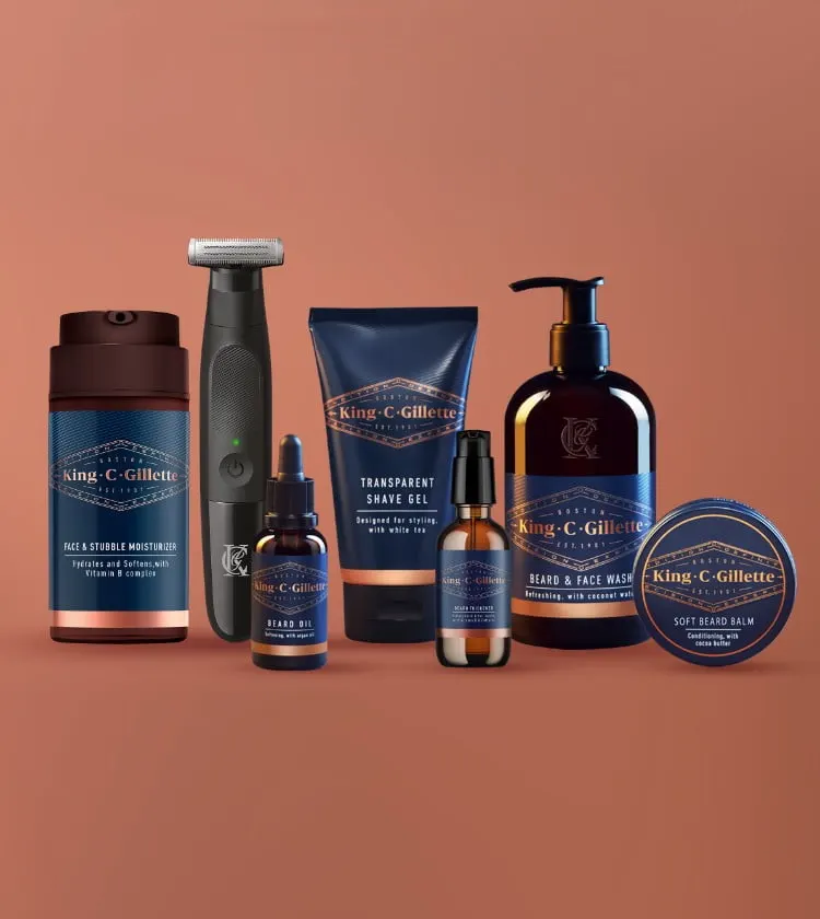 Coleção de cuidados para barba King C. Gillette – produtos de barbear premium para homens modernos