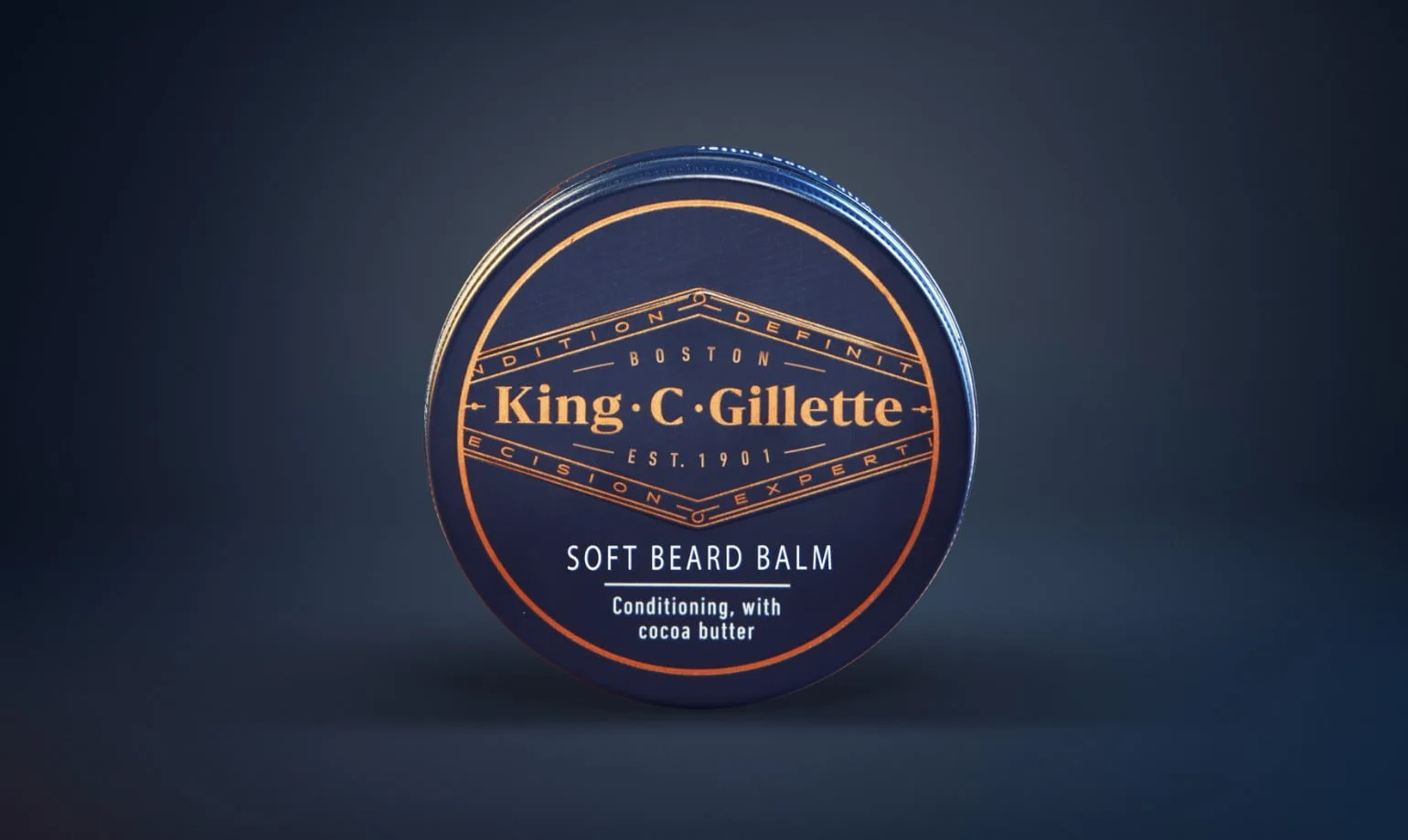 Frasco redondo de Bálsamo Suave para Barba King C. Gillette com manteiga de cacau