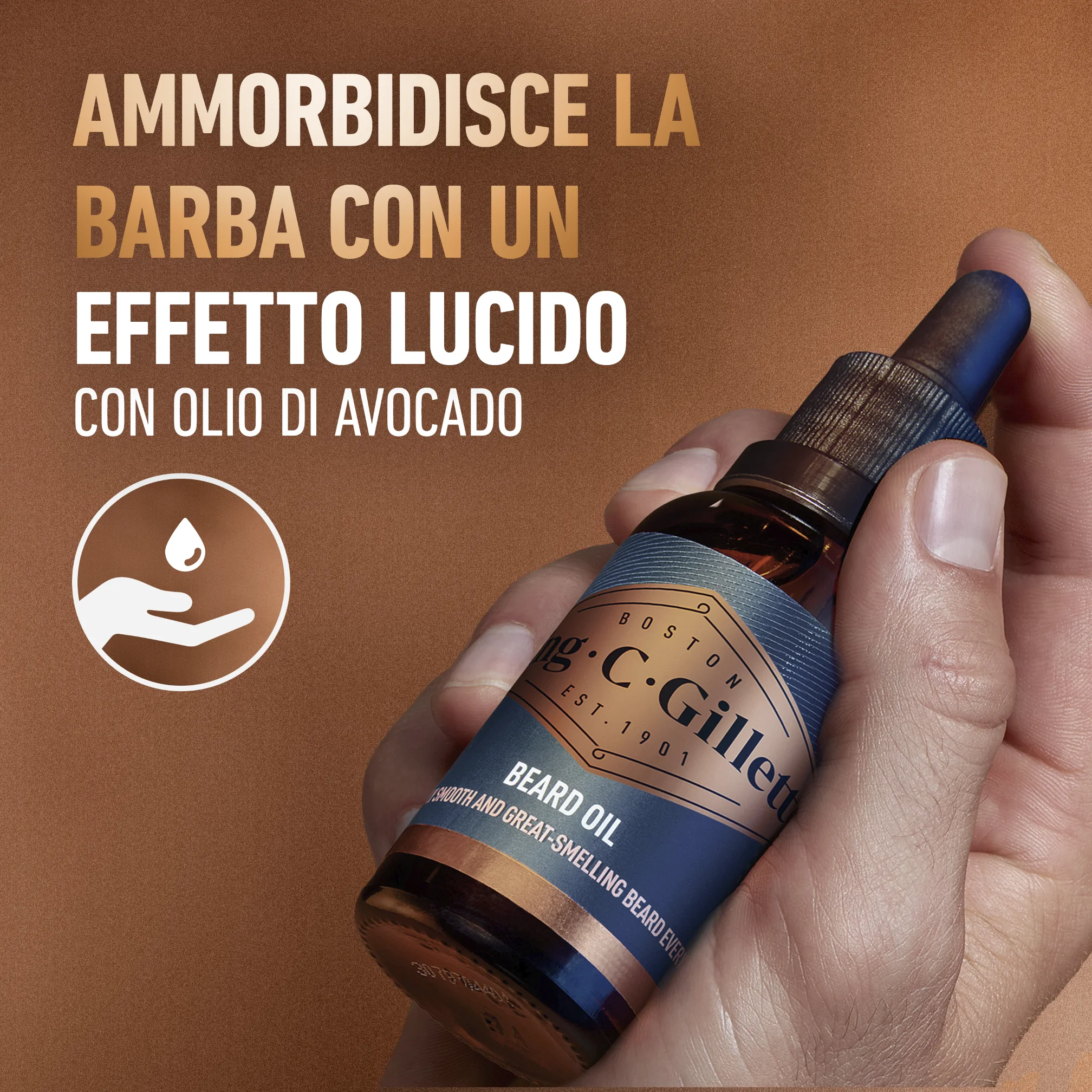 Olio Da Barba King C. Gillette Con Olio di Avocado, Olio di Mandorle Dolci e Olio Di Argan 1
