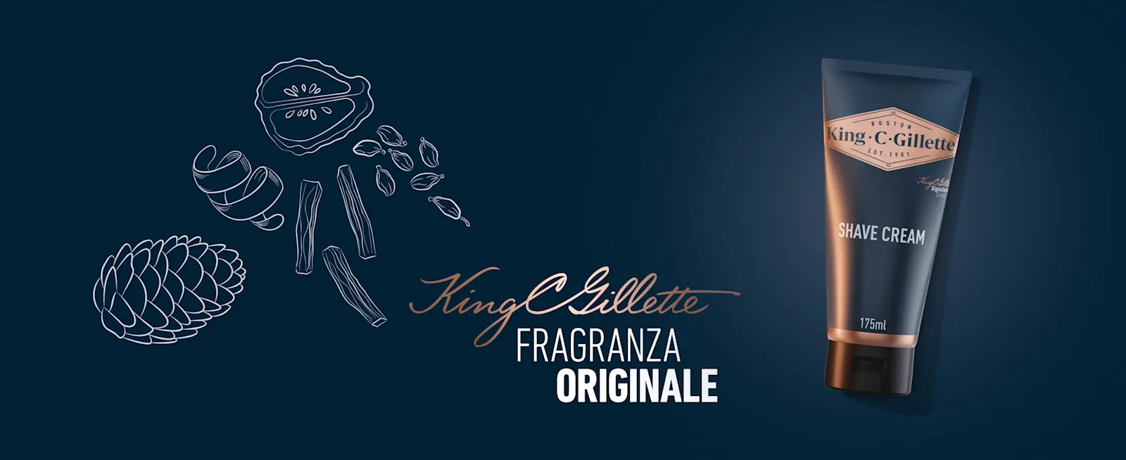 Crema da barba King C. Gillette con fragranza originale