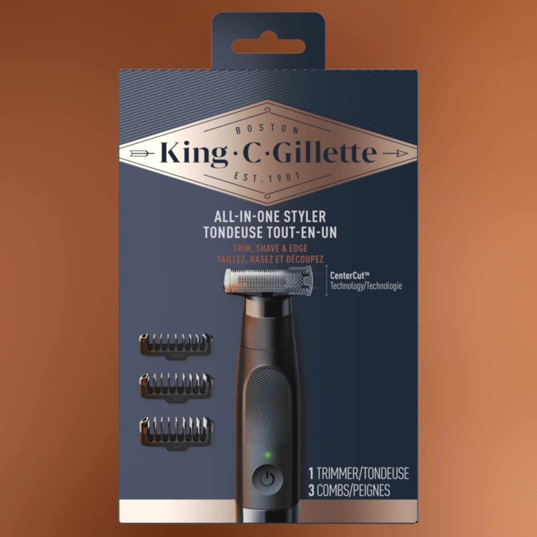 Tondeuse tout-en-un King C. Gillette avec nouvelle technologie CenterCut