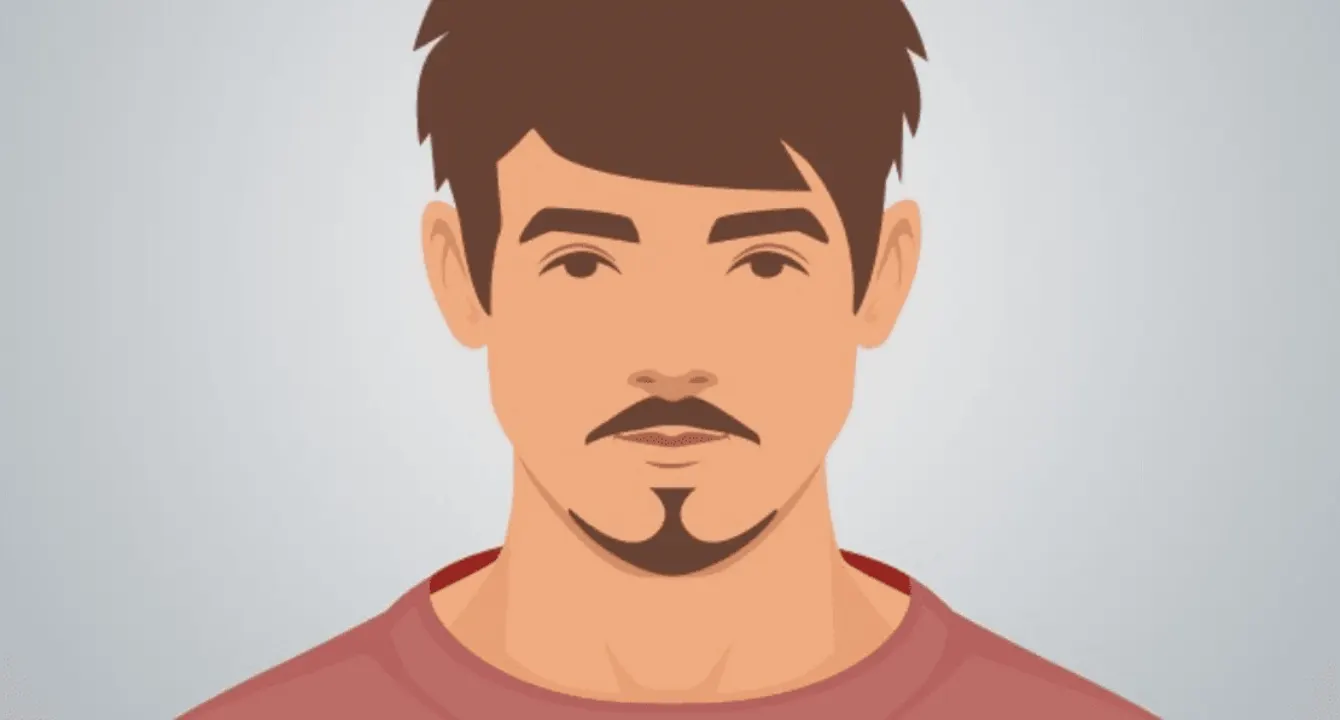 Illustration of anchor beard style for round face shape.  