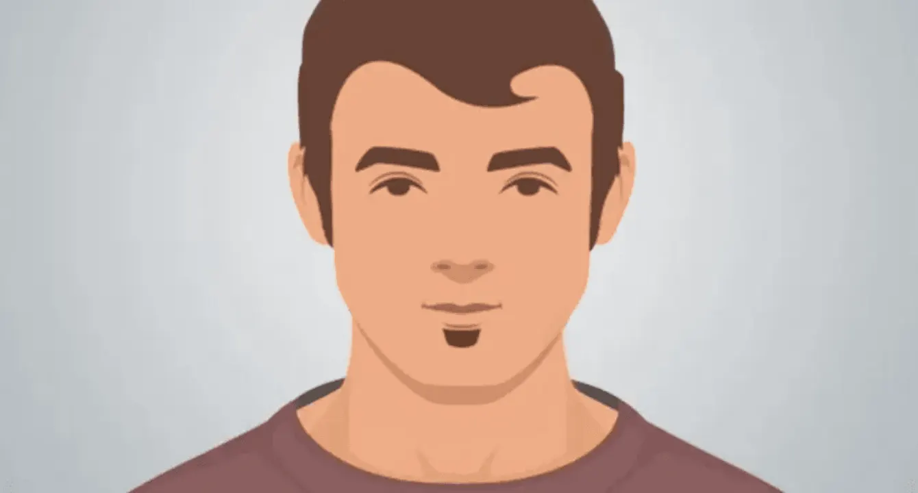 Illustration of a man with a soul patch beard on an oval face