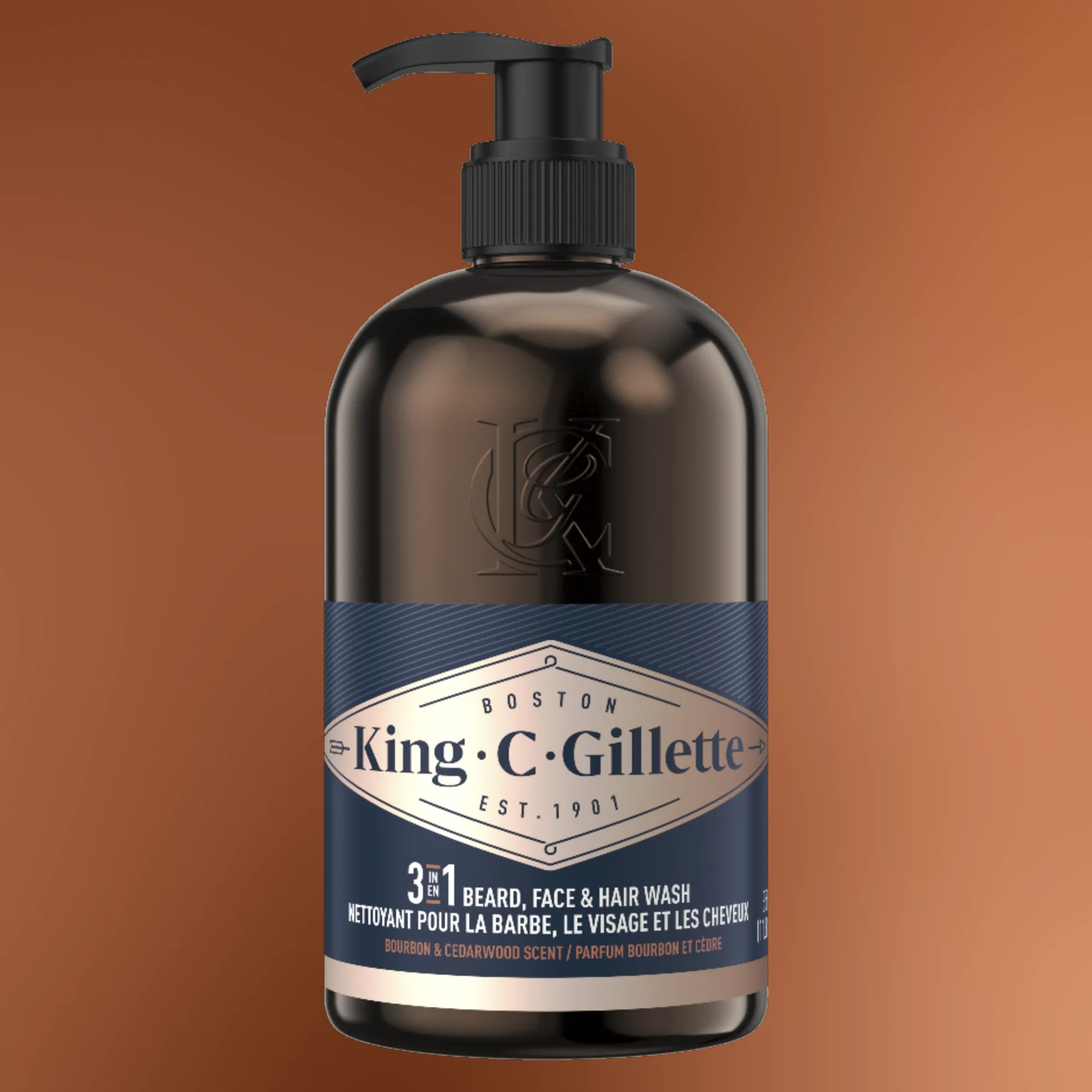 King C. Gillette 3in1 Beard, Face & Hair Wash with King C. Gillette Signature Scent, 11.8oz