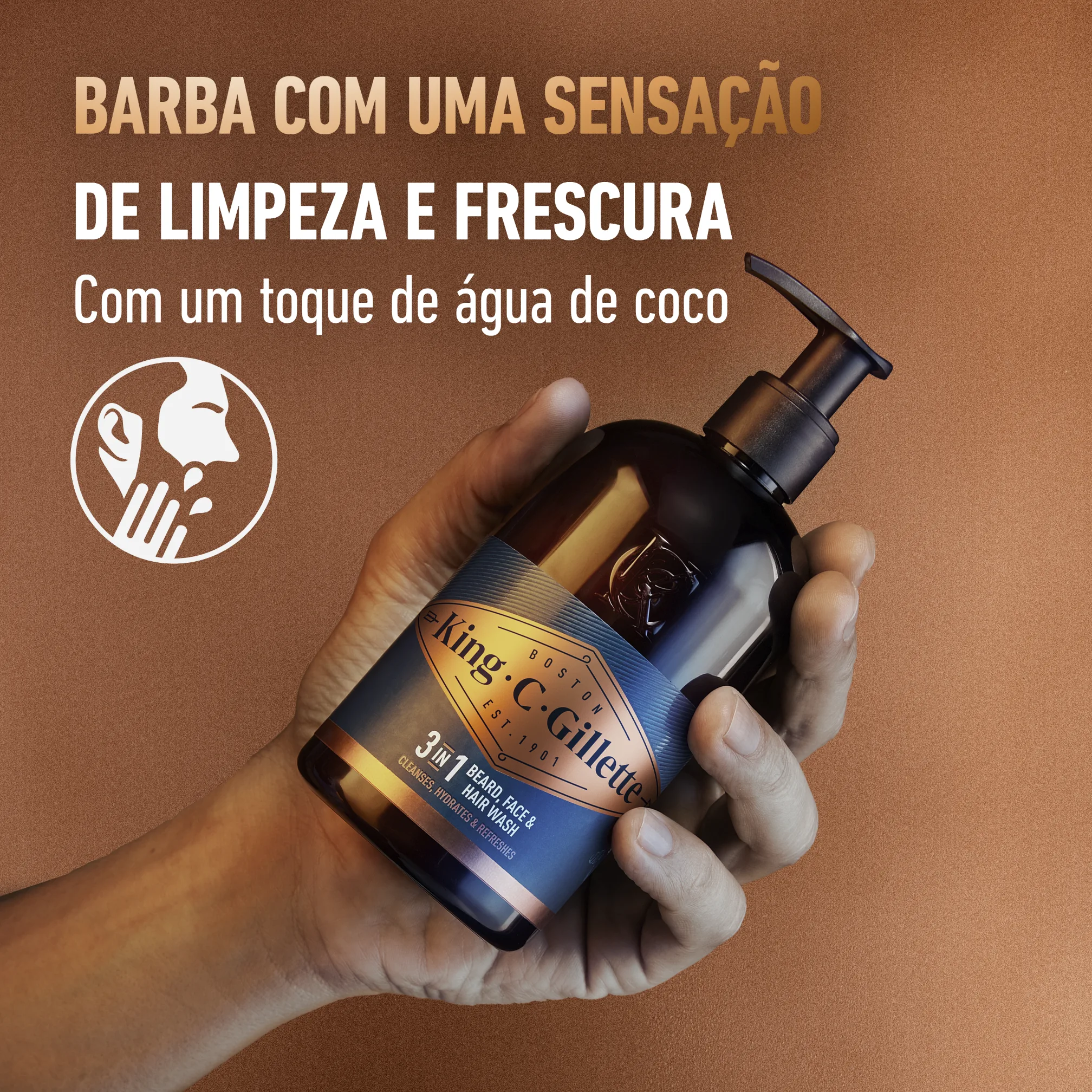 Gel facial e para barba King C. Gillette 3 em 1 com fragrância exclusiva