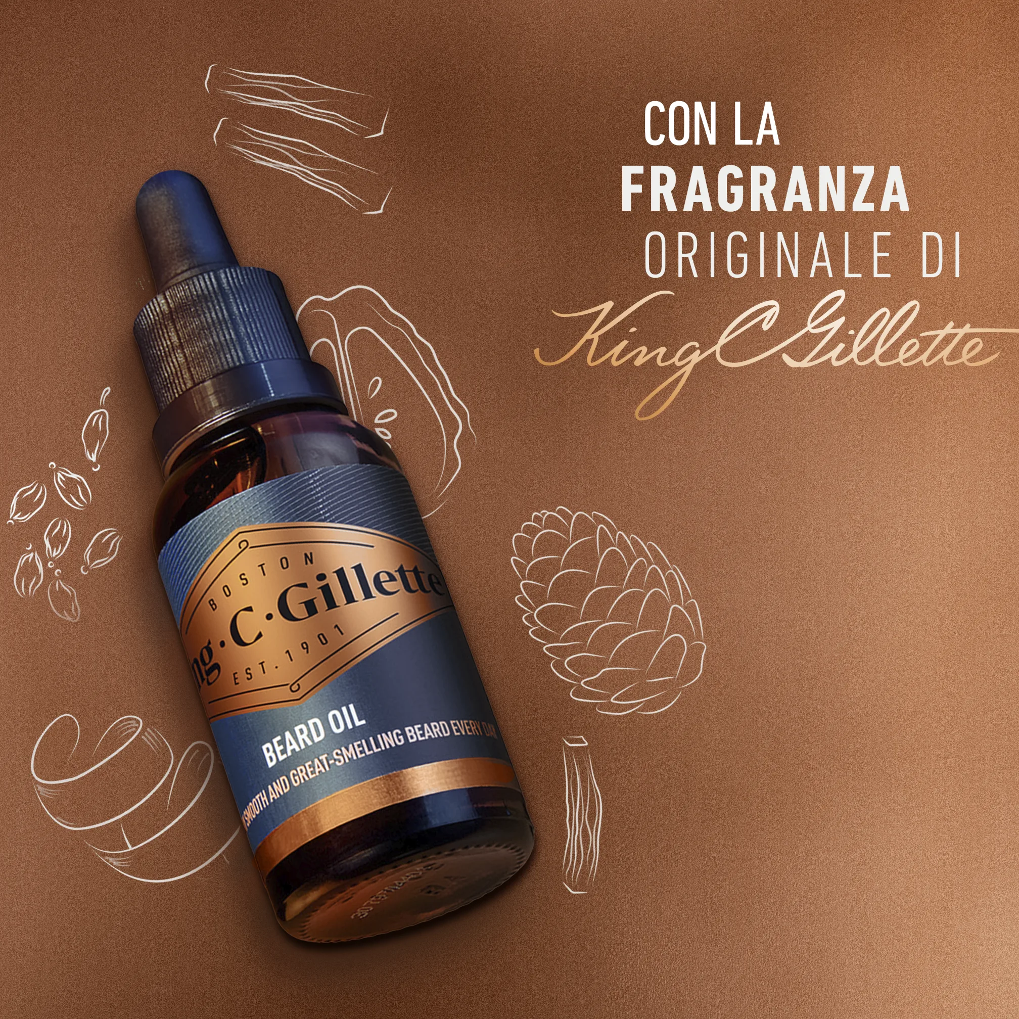 Olio Da Barba King C. Gillette Con Olio di Avocado, Olio di Mandorle Dolci e Olio Di Argan 4