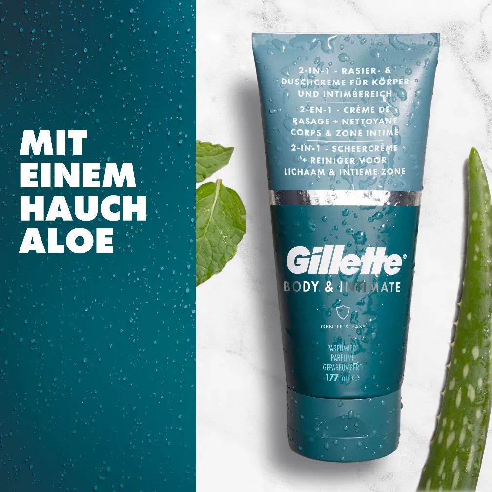 Gillette Body & Intimate 2-in-1 Rasier- und Duschcreme, angereichert mit Aleo Vera