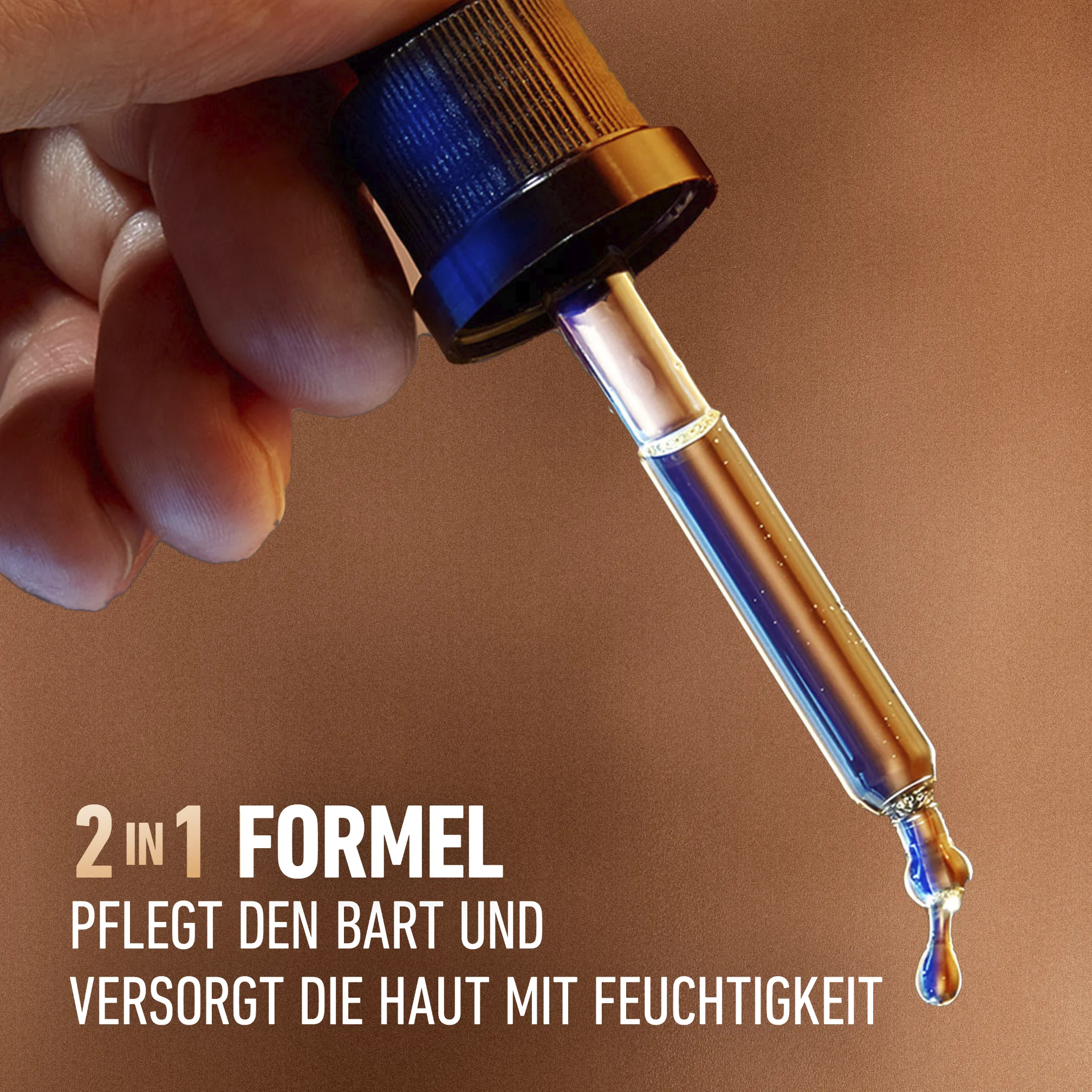 Die feuchtigkeitsspendende Formel des Bartöls enthält Avocadoöl, Jojobaöl, Traubenkernöl und Süßmandelöl