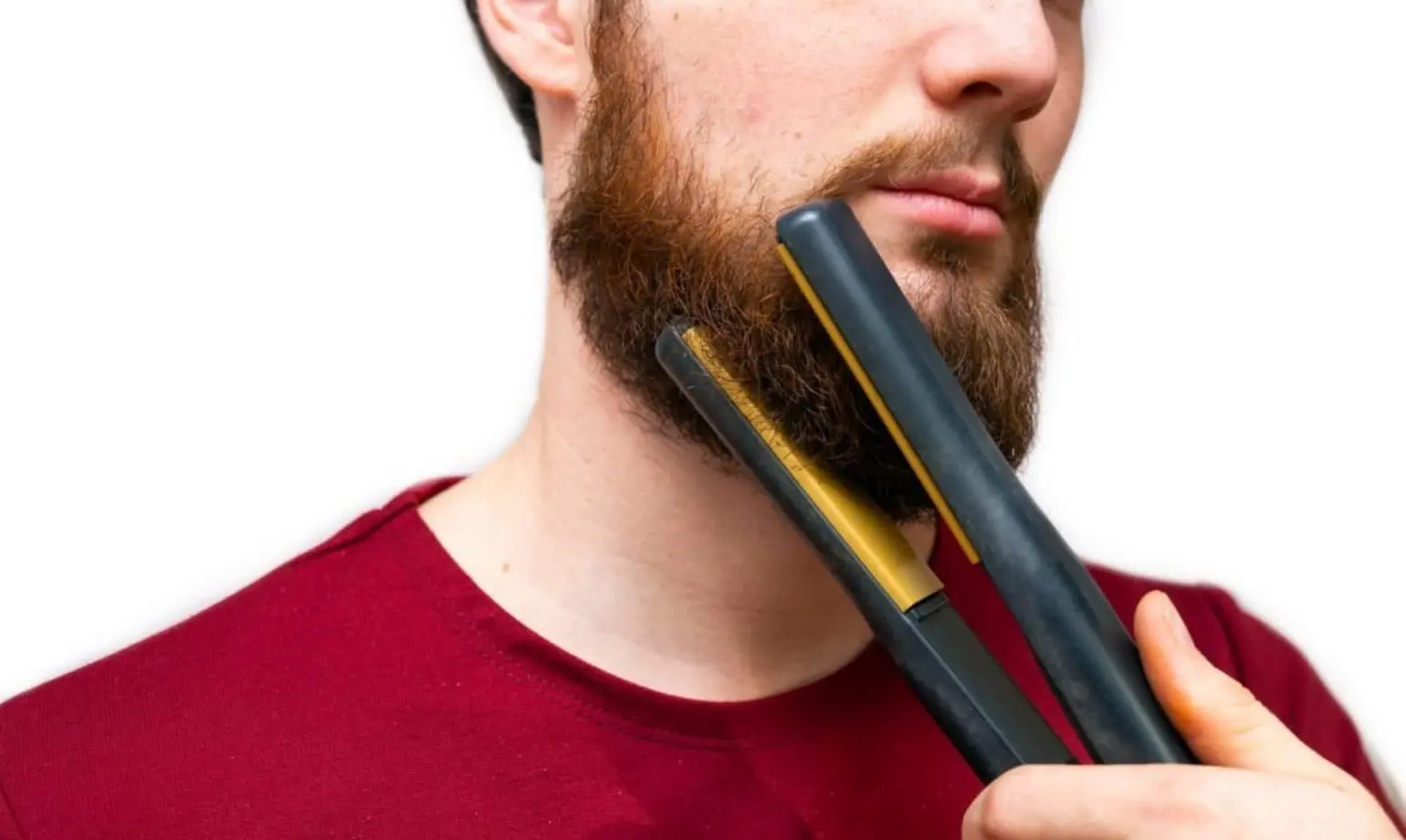 Glätten Sie den lockigen Bart mit Lockenwicklern oder einem Lockenstab