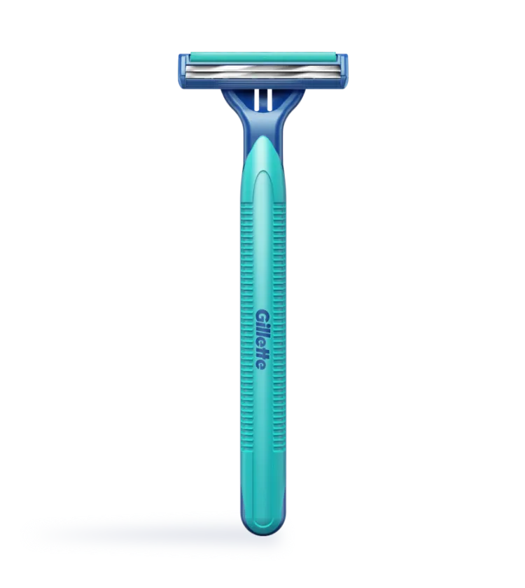 Gillette Blue II&reg; Plus Slalom Descartável no cartão do produto exibido no artigo