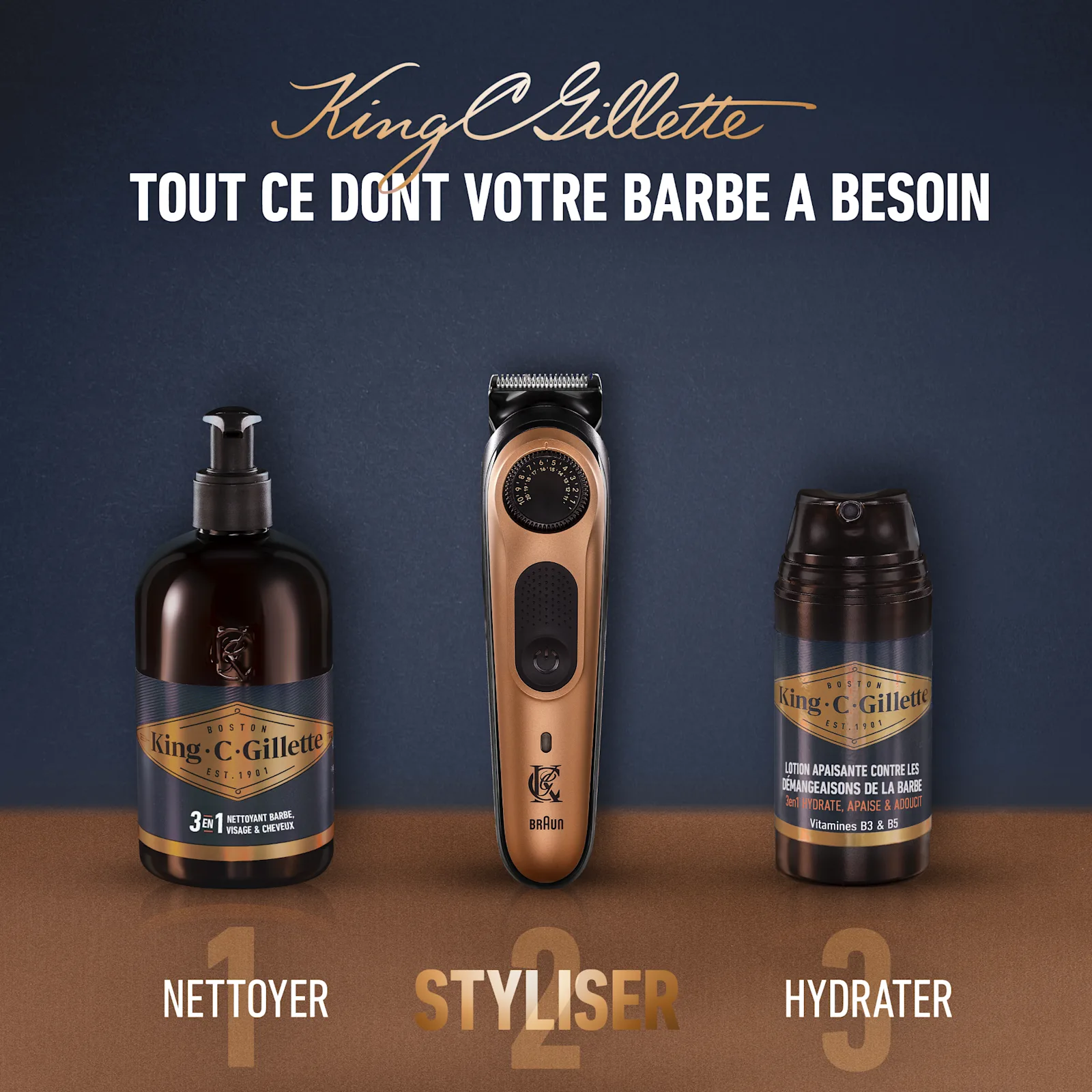 Contenu de la tondeuse à barbe King C Gillette Pro