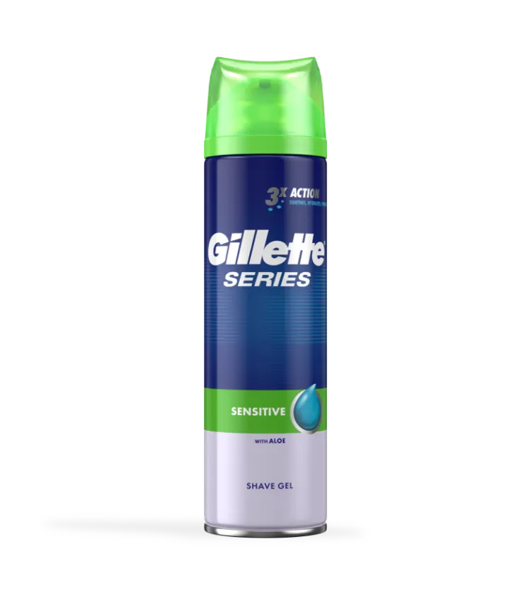Gel Gillette Series Para Pele Sensível no cartão do produto exibido no artigo
