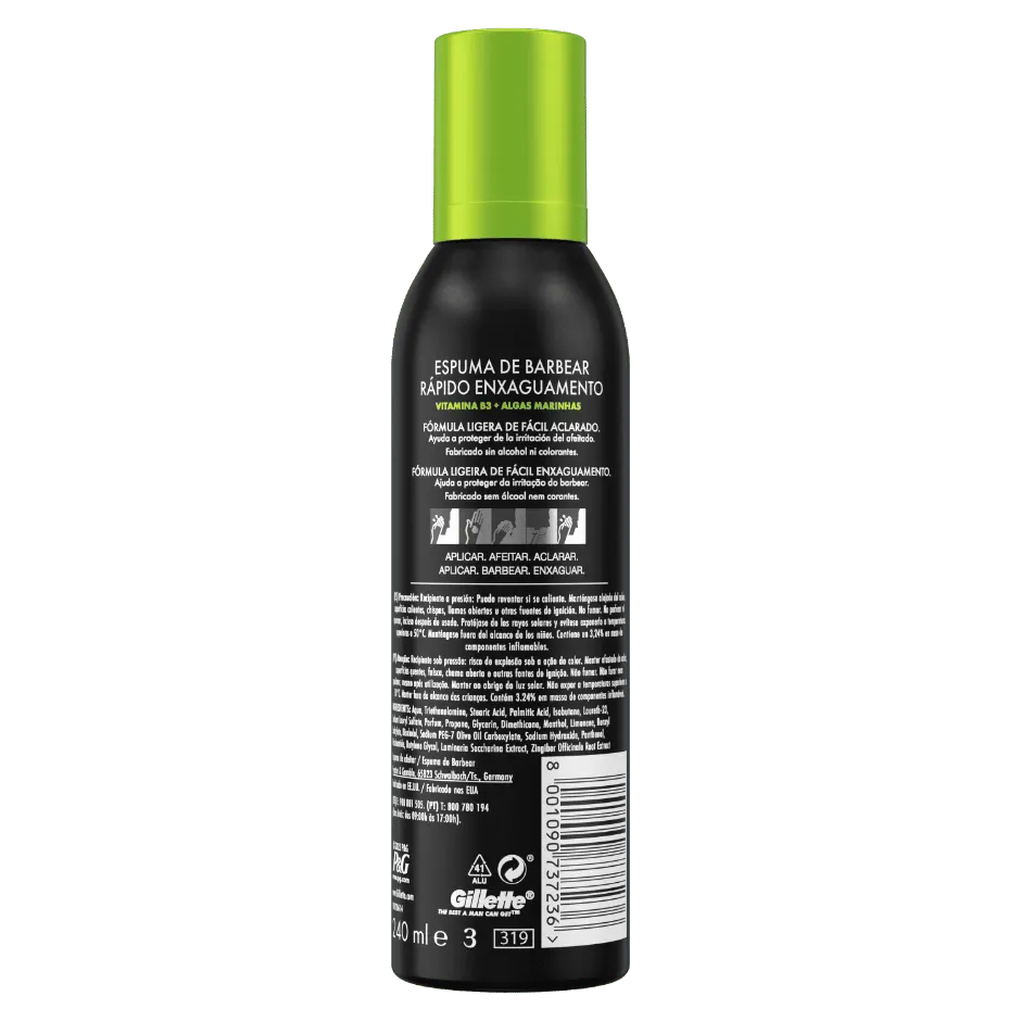 Espuma de barbear Gillette Labs com fórmula ultraleve