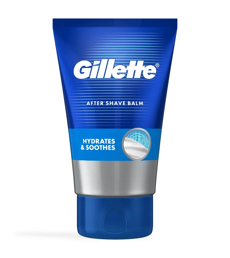 Gillette Aftershave Bálsamo Hidrata e Suaviza 100ml
 no cartão do produto exibido no artigo