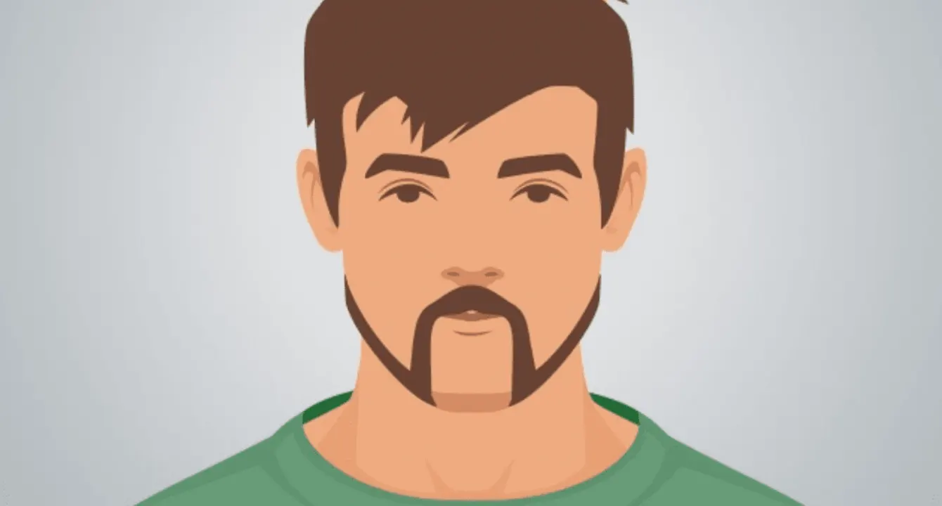 Illustration of Gunslinger beard and moustache for long face shape 