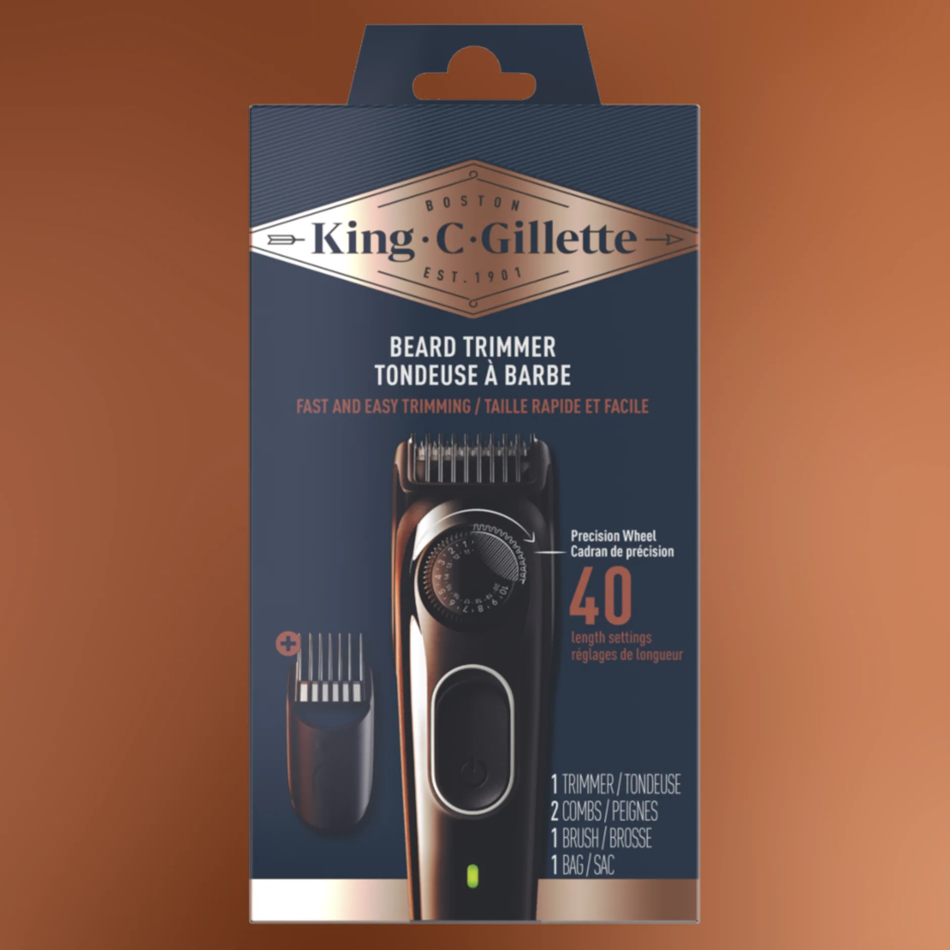 Tondeuse Pro King C. Gillette avec molette de précision pour longueurs sur mesure