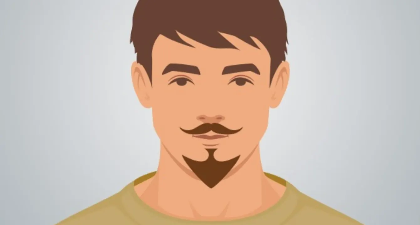 Illustration of Van Dyke beard style on a round face.