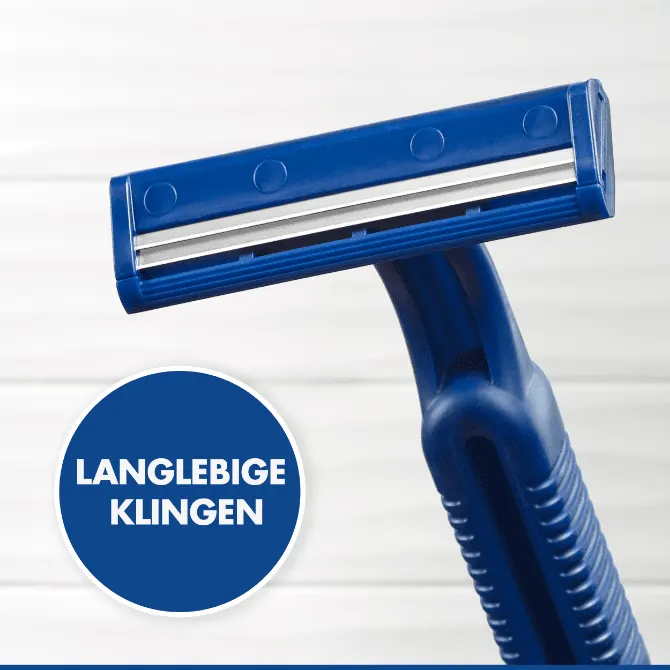 Gillette Blue ll wird mit langlebigen Rasierklingen geliefert