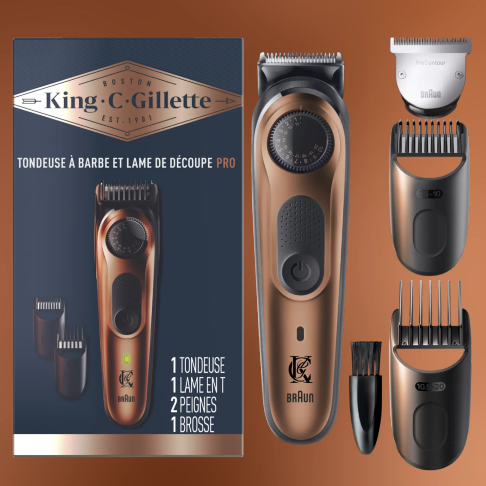Tondeuse à barbe PRO King C. Gillette avec cadran de précision