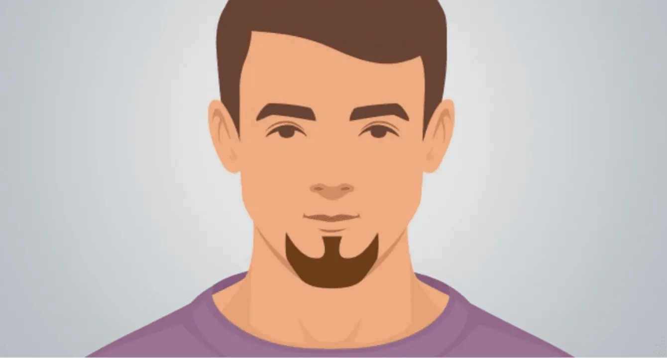 Illustration of a man with a goatee beard and no mustache