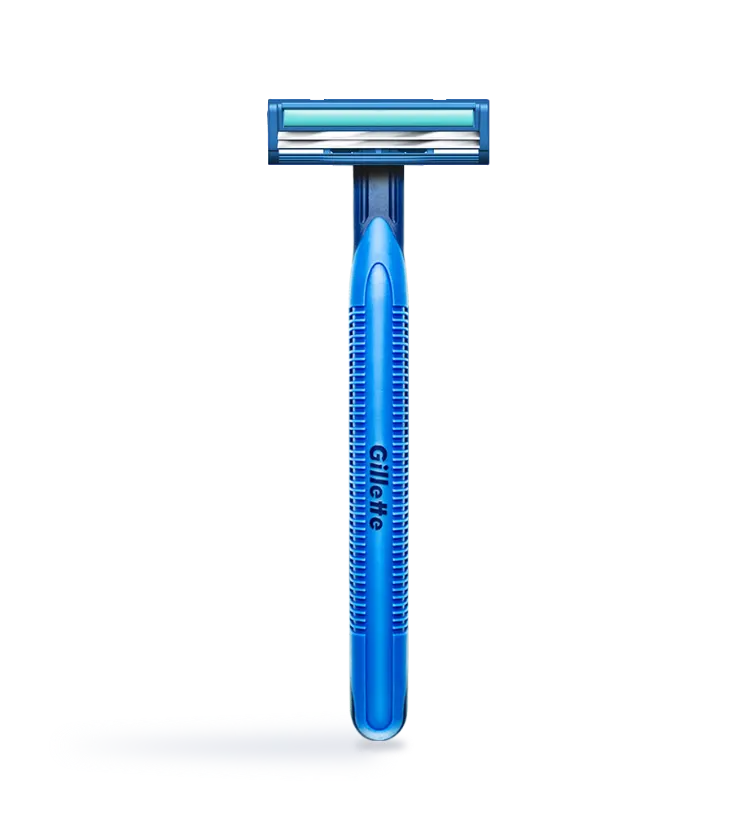 Gillette Blue II&reg; Plus Descartável no cartão do produto exibido no artigo