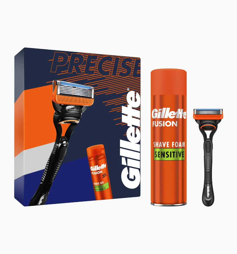 Gillette Fusion5 Rasiererset mit Rasierschaum